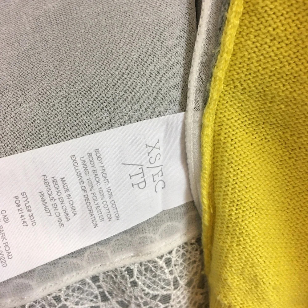 Cabi 3010 Belle Yellow Gray Layered Cardigan size XS - Picture 5 of 6